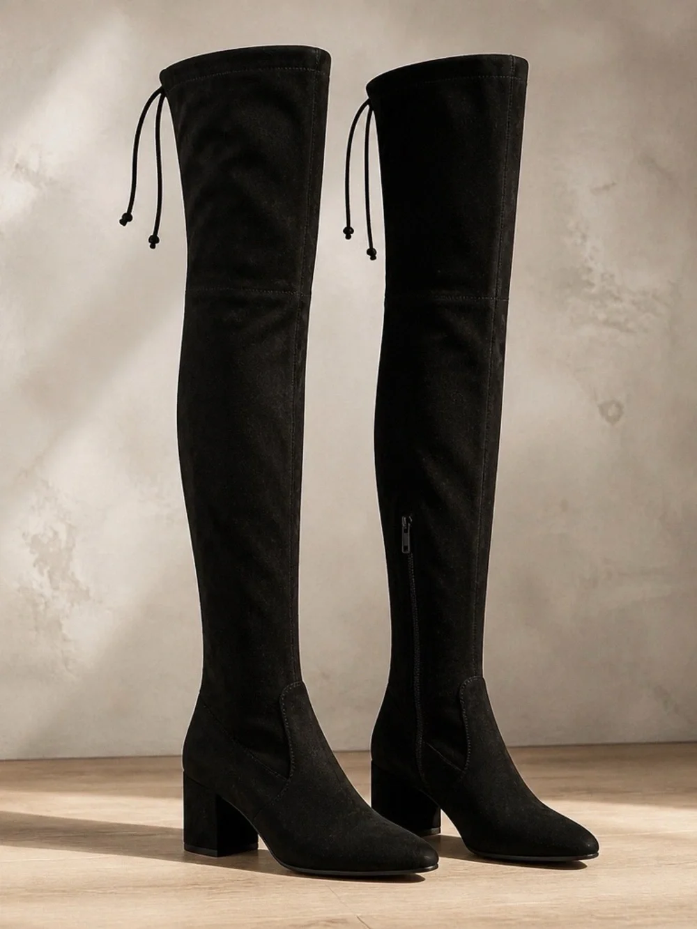 a new day Black Over-the-Knee Block Heel Boots